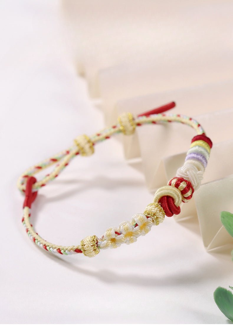 handmade braided peach blossom knot bracelet – adjustable chinese knot wrist cord for luck & style | star8s