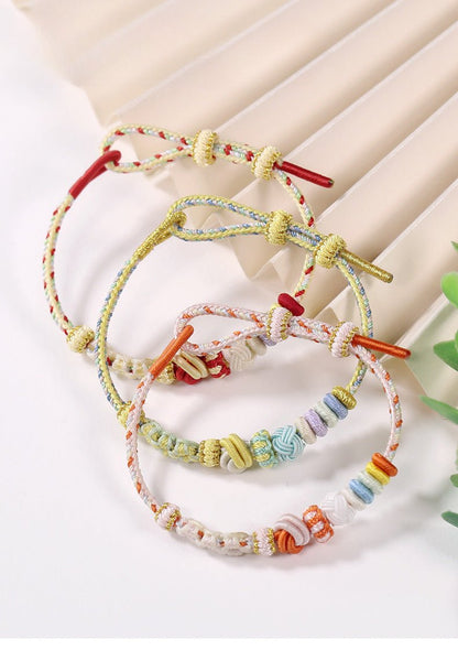 Handmade Braided Peach Blossom Knot Bracelet – Adjustable Chinese Knot Wrist Cord for Luck & Style | STAR8S