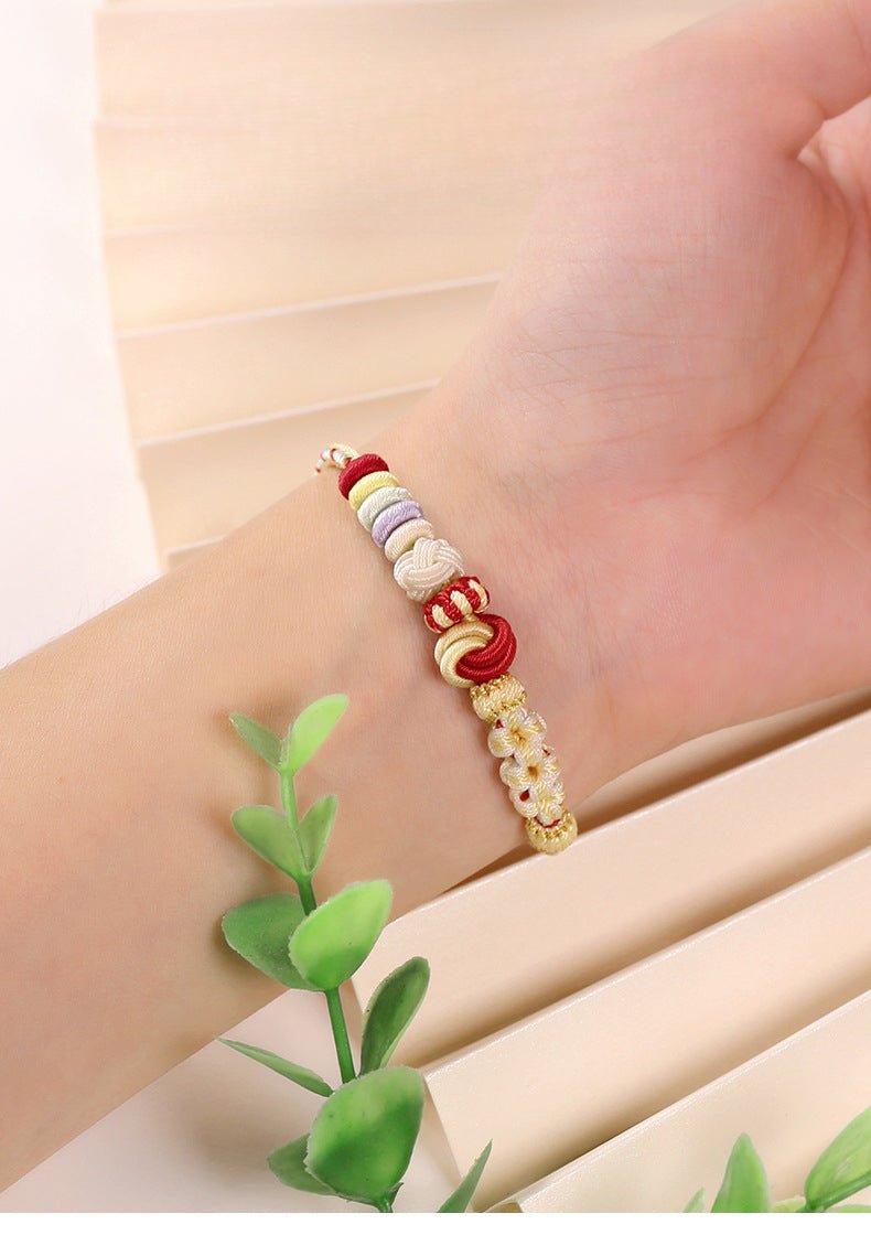 Handmade Braided Peach Blossom Knot Bracelet – Adjustable Chinese Knot Wrist Cord for Luck & Style | STAR8S