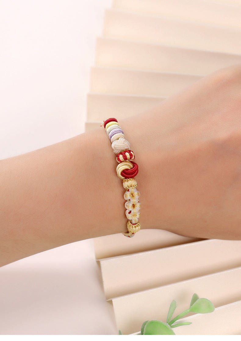 Handmade Braided Peach Blossom Knot Bracelet – Adjustable Chinese Knot Wrist Cord for Luck & Style | STAR8S