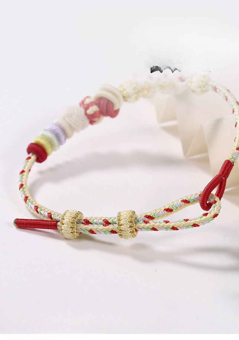 handmade braided peach blossom knot bracelet – adjustable chinese knot wrist cord for luck & style | star8s