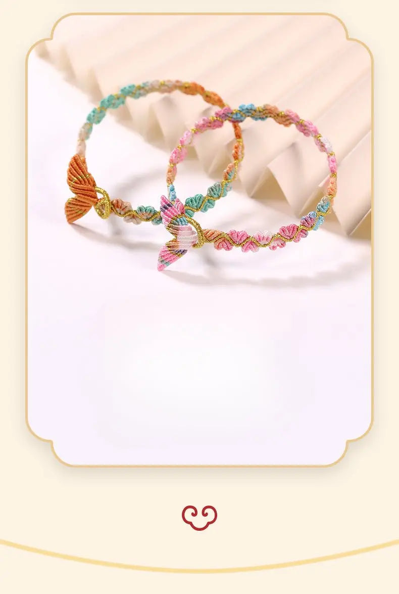 Handmade Dragon Boat Festival Five‑Color Koi Fish Tail Bracelet – Heart‑to‑Heart Lucky Wrist Cord  | STAR8S