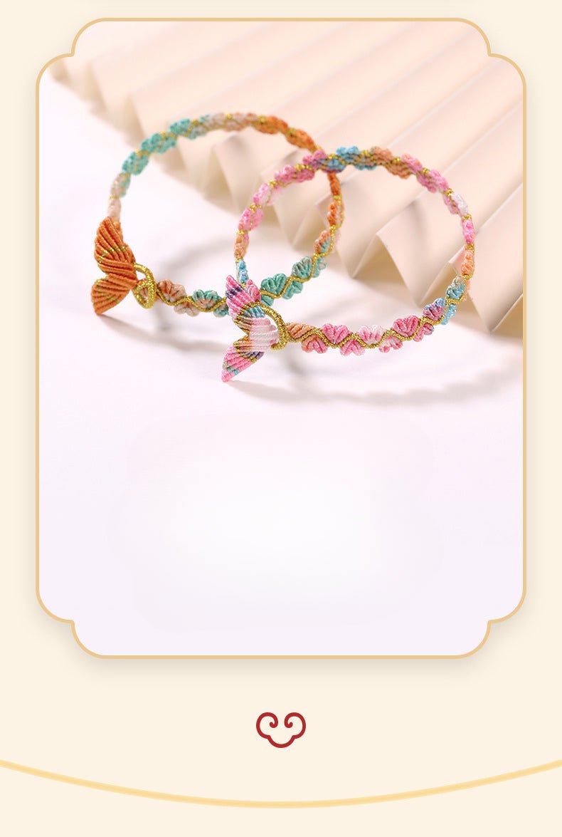 Handmade Dragon Boat Festival Five‑Color Koi Fish Tail Bracelet – Heart‑to‑Heart Lucky Wrist Cord  | STAR8S