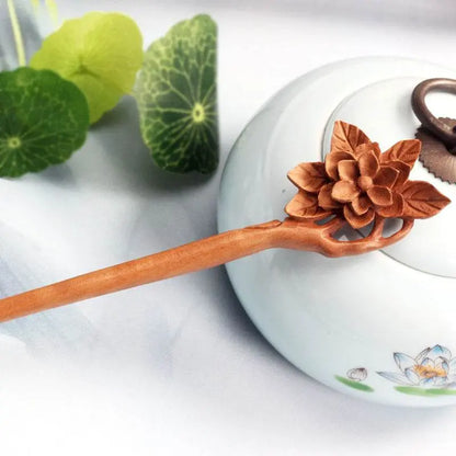 Handmade Green Sandalwood Hairpin, Classic Hanfu Hairstyling Accessory - STAR8S