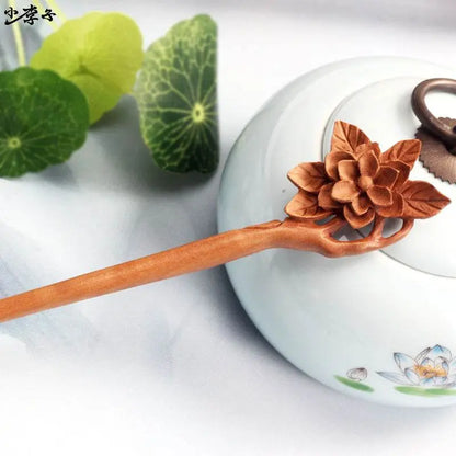Handmade Green Sandalwood Hairpin, Classic Hanfu Hairstyling Accessory - STAR8S