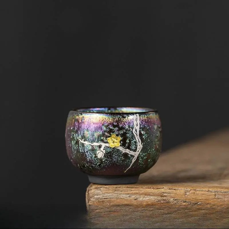 handmade jianzhan tea cup – silver kintsugi cups, gifting relax & cultural mastery - star8s