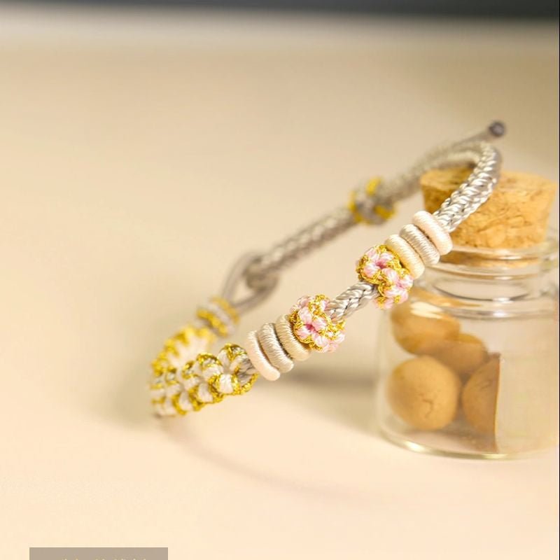 Handmade Lily of the Valley & Peach Blossom Red String Bracelet – Cute, Adjustable Couples | STAR8S - STAR8S