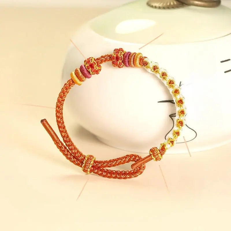 handmade lily of the valley & peach blossom red string bracelet – cute, adjustable couples | star8s - star8s