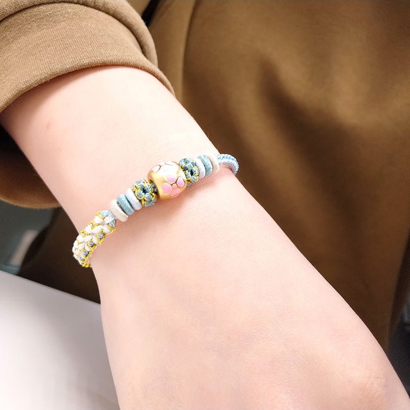 handmade lily of the valley & peach blossom red string bracelet – cute, adjustable couples | star8s - star8s