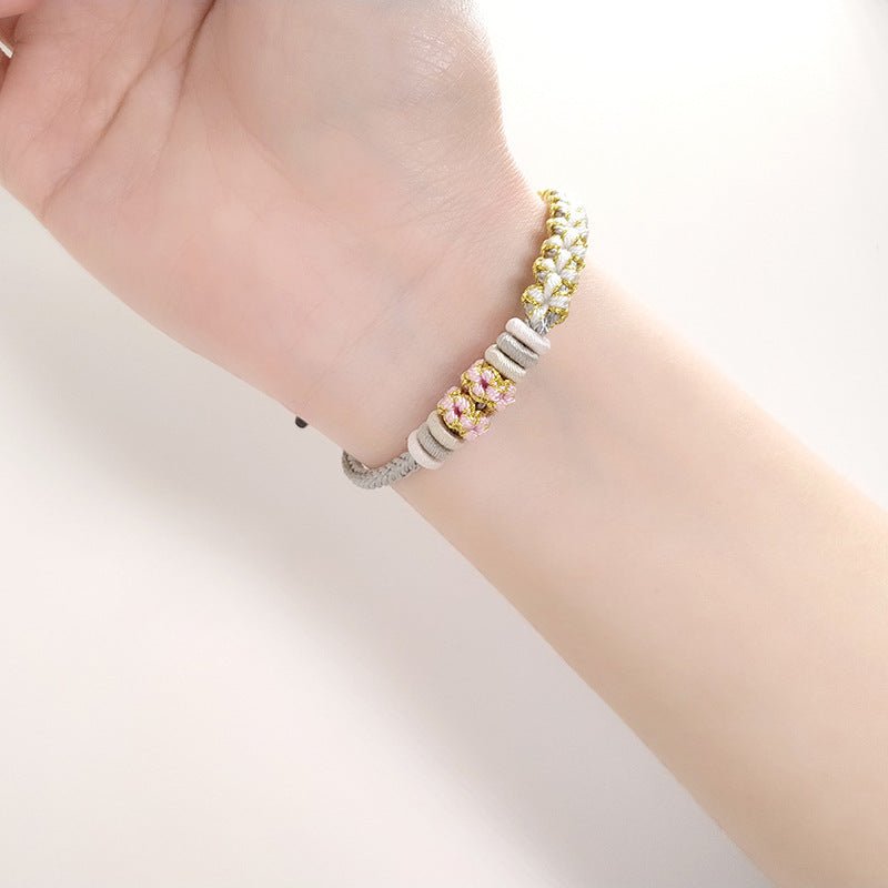 handmade lily of the valley & peach blossom red string bracelet – cute, adjustable couples | star8s - star8s