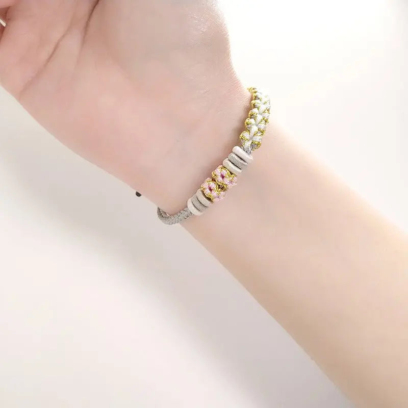 handmade lily of the valley & peach blossom red string bracelet – cute, adjustable couples | star8s - star8s