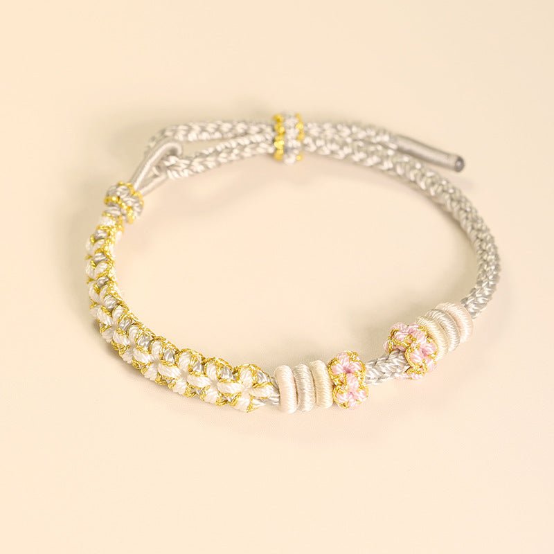 Handmade Lily of the Valley & Peach Blossom Red String Bracelet – Cute, Adjustable Couples | STAR8S - STAR8S