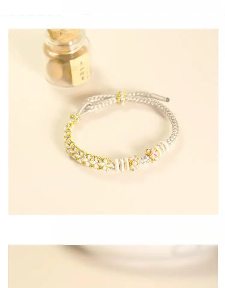 handmade lily of the valley & peach blossom red string bracelet – cute, adjustable couples | star8s - star8s