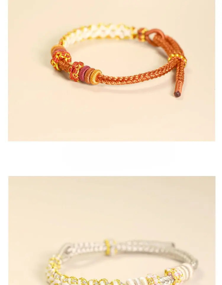 handmade lily of the valley & peach blossom red string bracelet – cute, adjustable couples | star8s - star8s