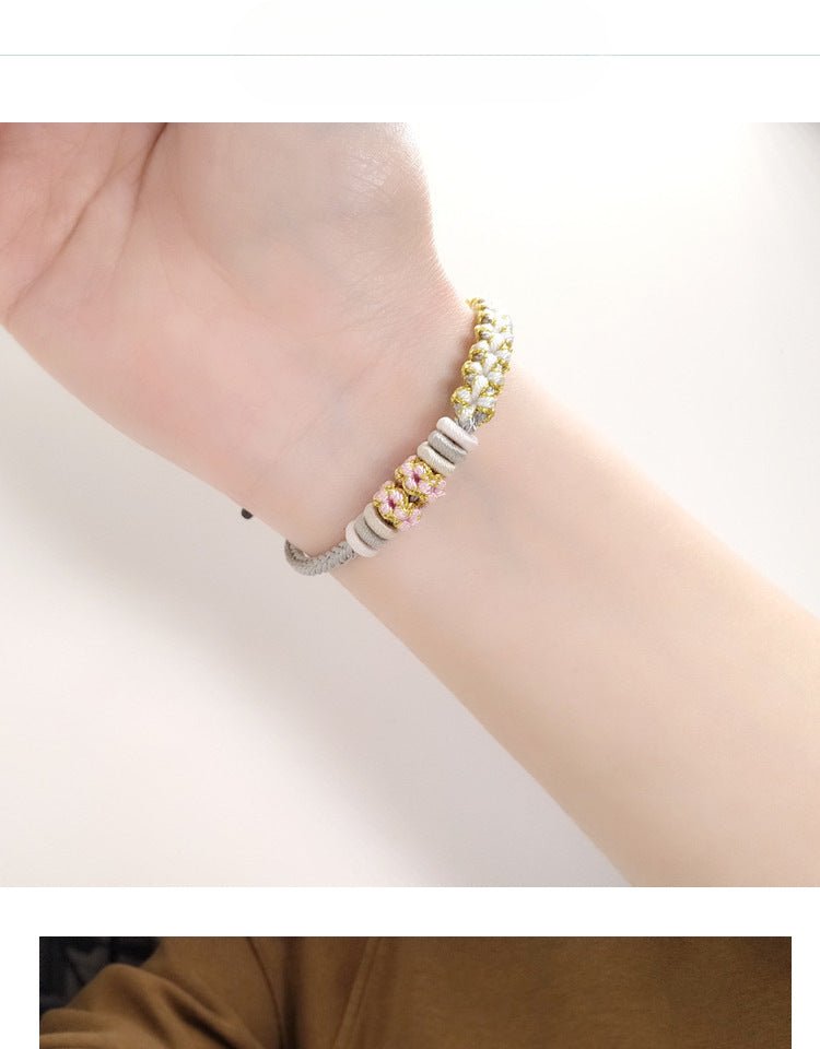 handmade lily of the valley & peach blossom red string bracelet – cute, adjustable couples | star8s - star8s