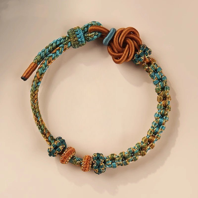 handmade mandala peach blossom knot red string bracelet - adjustable jewelry for women & couples - star8s