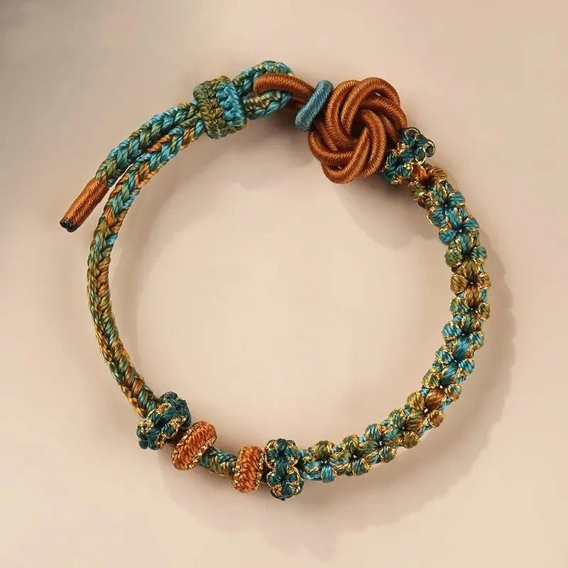 Handmade Mandala Peach Blossom Knot Red String Bracelet - Adjustable Jewelry for Women & Couples - STAR8S