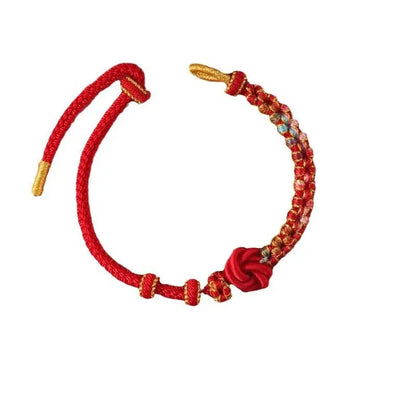 Handmade Mandala Peach Blossom Knot Red String Bracelet - Adjustable Jewelry for Women & Couples - STAR8S