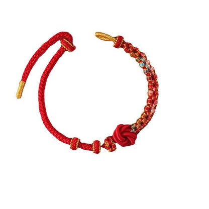 Handmade Mandala Peach Blossom Knot Red String Bracelet - Adjustable Jewelry for Women & Couples - STAR8S