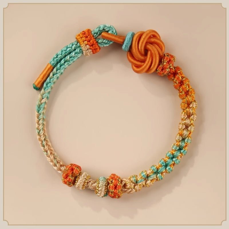 handmade mandala peach blossom knot red string bracelet - adjustable jewelry for women & couples - star8s