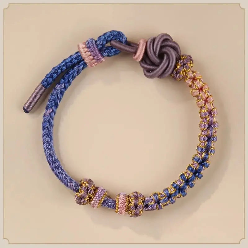 handmade mandala peach blossom knot red string bracelet - adjustable jewelry for women & couples - star8s