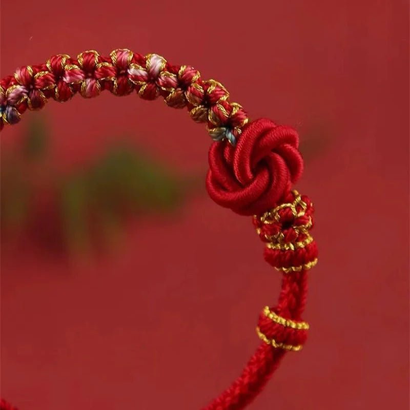 Handmade Mandala Peach Blossom Knot Red String Bracelet - Adjustable Jewelry for Women & Couples - STAR8S
