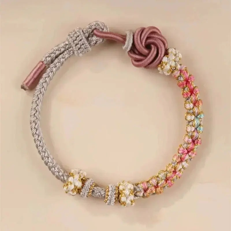 Handmade Mandala Peach Blossom Knot Red String Bracelet - Adjustable Jewelry for Women & Couples - STAR8S