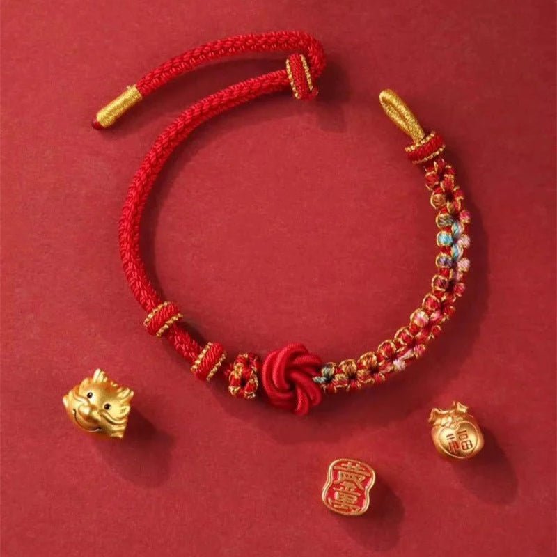 handmade mandala peach blossom knot red string bracelet - adjustable jewelry for women & couples - star8s