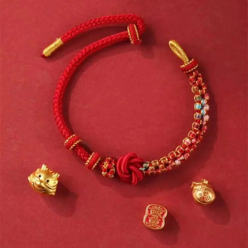 handmade mandala peach blossom knot red string bracelet - adjustable jewelry for women & couples - star8s