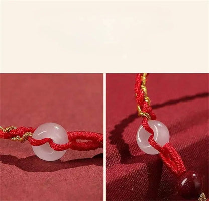 Natural Cinnabar Hand Rope with Jade Safety Buckle, Woven Fashion Jewelry for Women - STAR8S