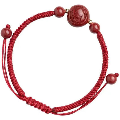 Natural Cinnabar Zodiac Bracelet, Hand - Woven Red Rope for Natal Year - STAR8S