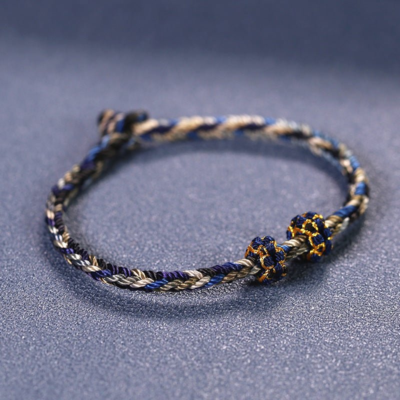 Handmade Peach Blossom Red String Bracelet - Eight - strand Braided Four - faced Buddha | STAR8S - STAR8S