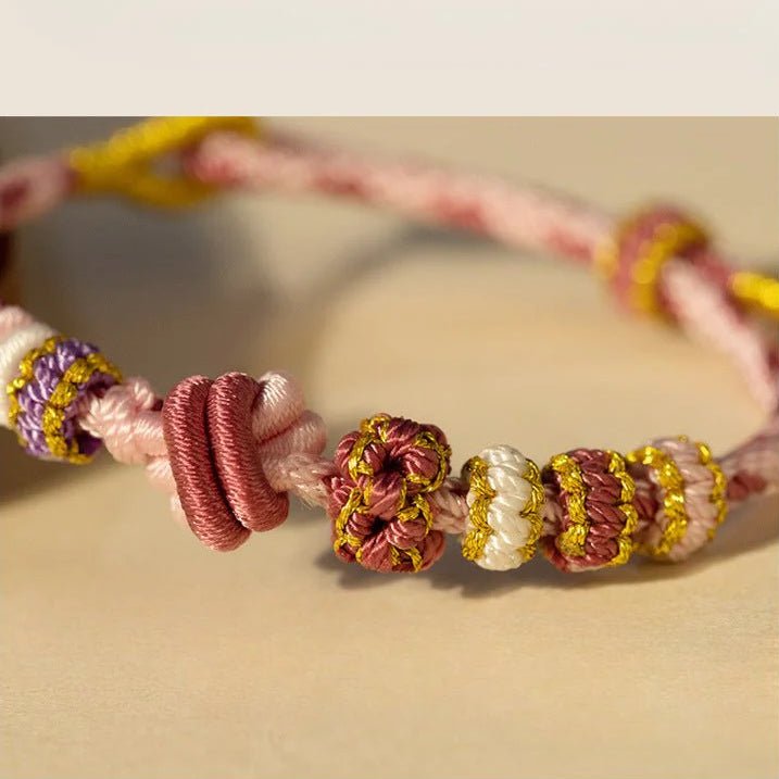 handmade peach blossom red string bracelet for couples symbolic of love and blessings | star8s - star8s