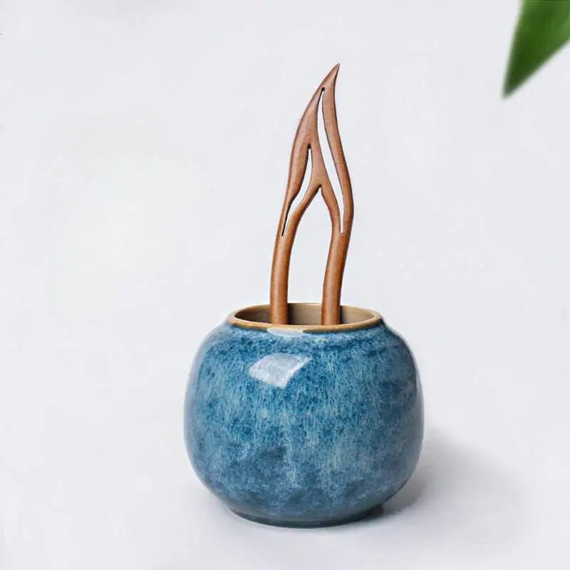 handmade peach wood double prong hairpin for vintage & modern bun, token of love - star8s