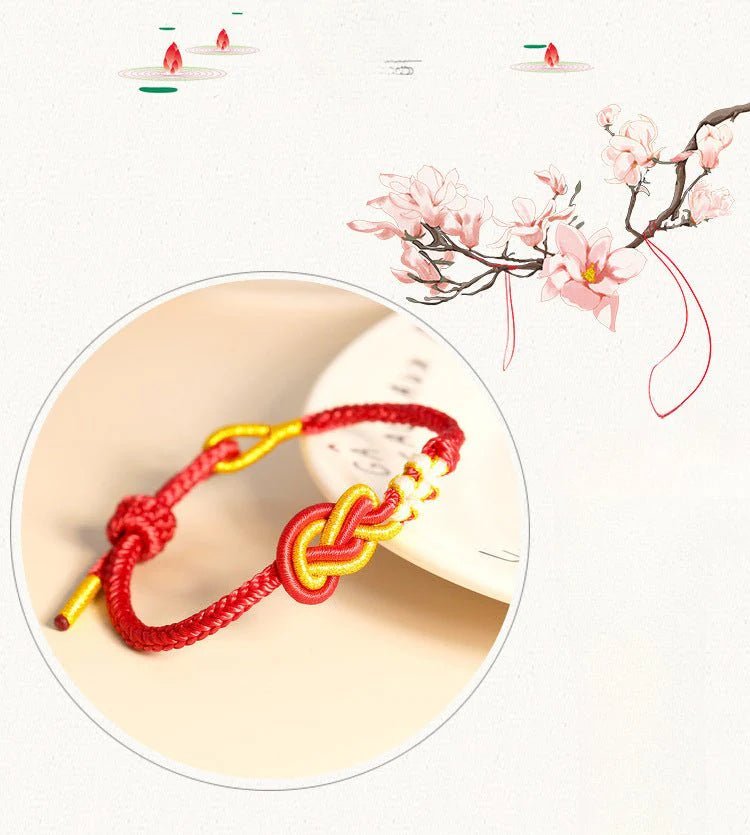Handmade Pipa Knot Chinese Knot Peach Blossom Red String Bracelet | STAR8S - STAR8S