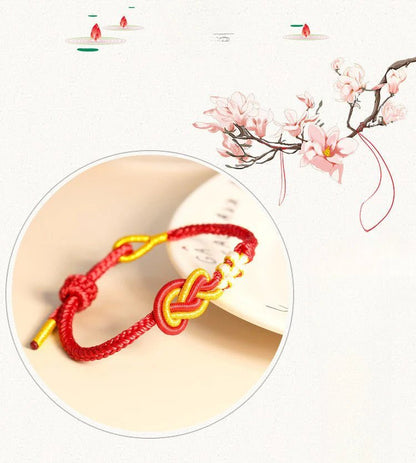 Handmade Pipa Knot Chinese Knot Peach Blossom Red String Bracelet | STAR8S - STAR8S