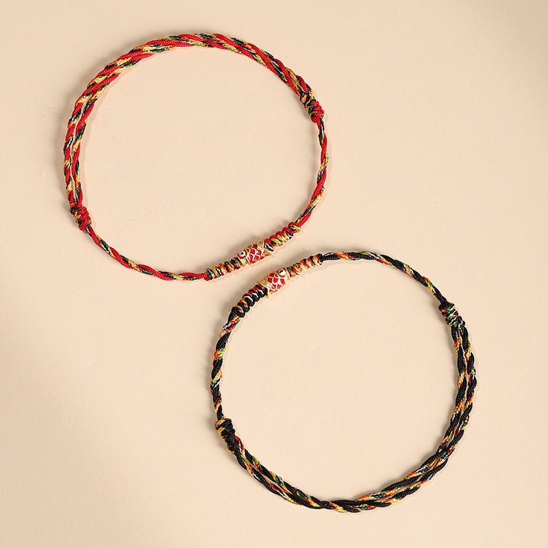 handmade red string bracelet - five - color luck koi bracelet for women, adjustable, perfect for dragon boat festival - star8s