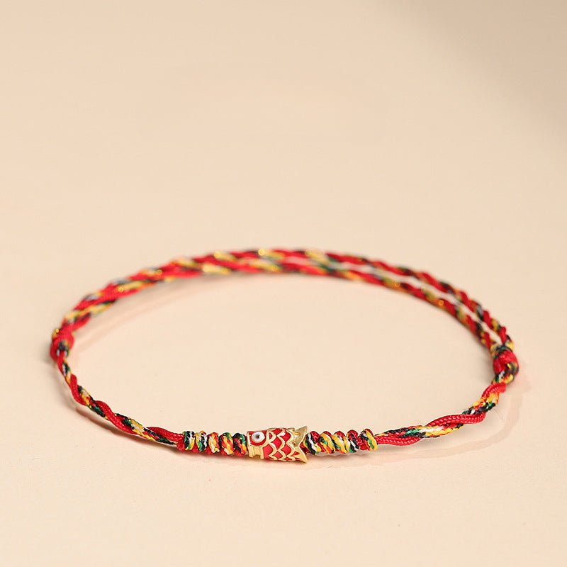 Handmade Red String Bracelet - Five - Color Luck Koi Bracelet for Women, Adjustable, Perfect for Dragon Boat Festival - STAR8S