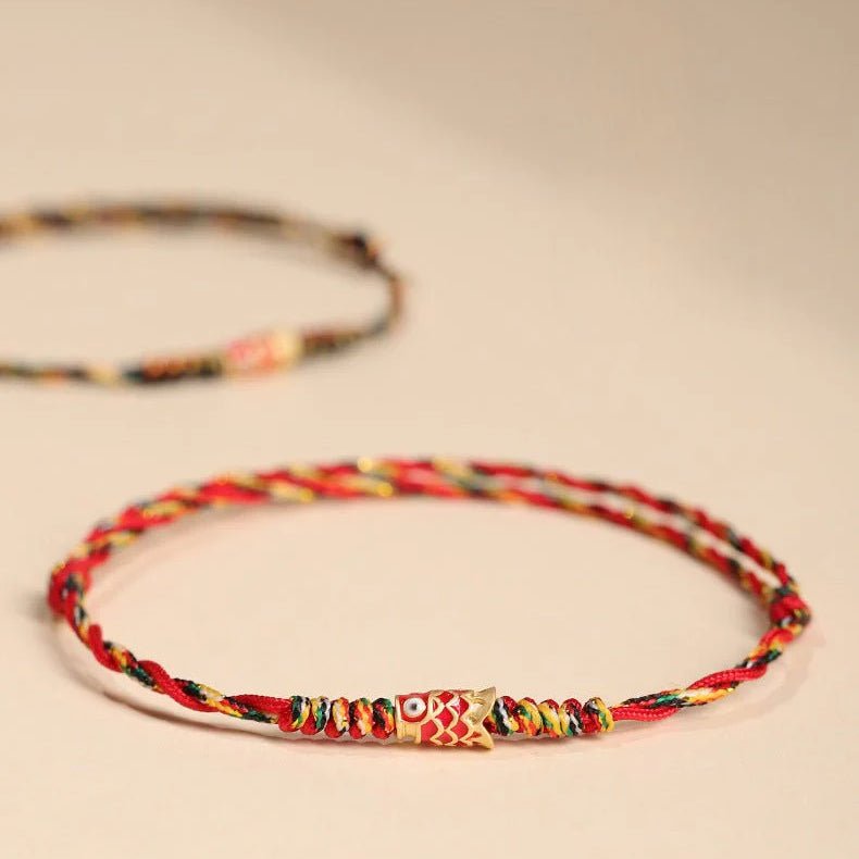 Handmade Red String Bracelet - Five - Color Luck Koi Bracelet for Women, Adjustable, Perfect for Dragon Boat Festival - STAR8S