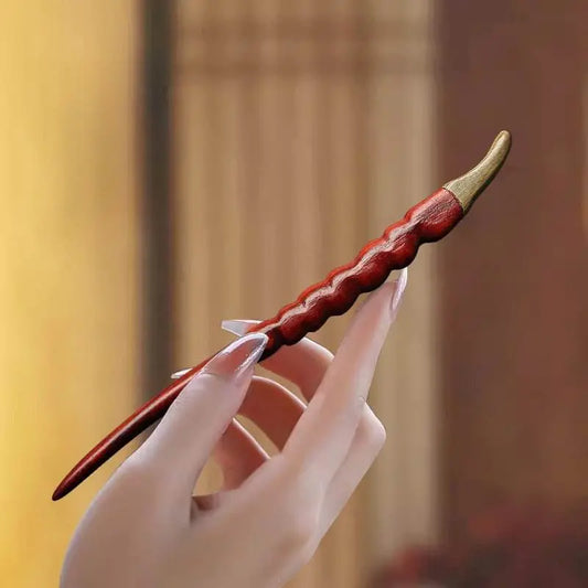 Handmade Wood - carved Hairpin, Stylish for Hanfu & Custom Gifting - STAR8S