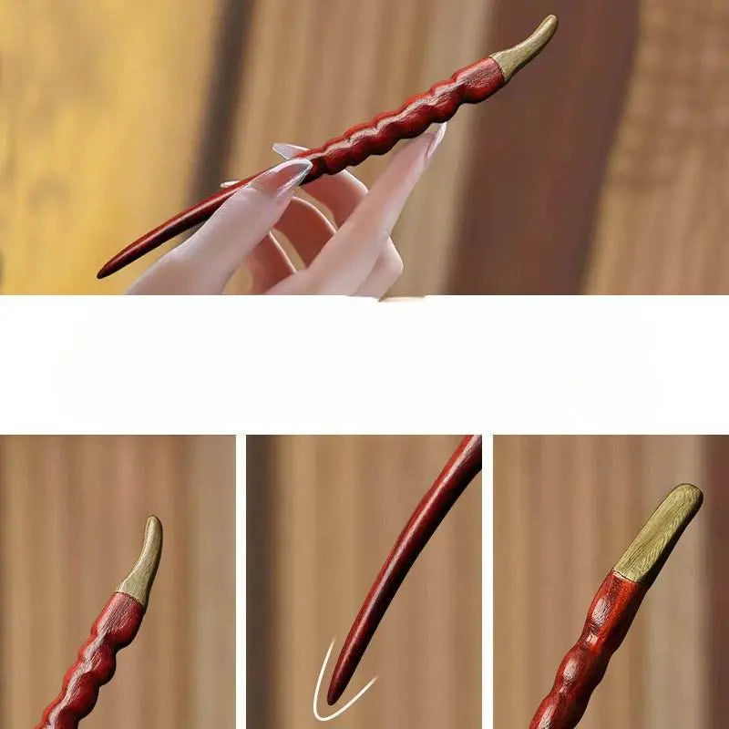 Handmade Wood - carved Hairpin, Stylish for Hanfu & Custom Gifting - STAR8S