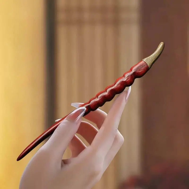 handmade wood - carved hairpin, stylish for hanfu & custom gifting - star8s