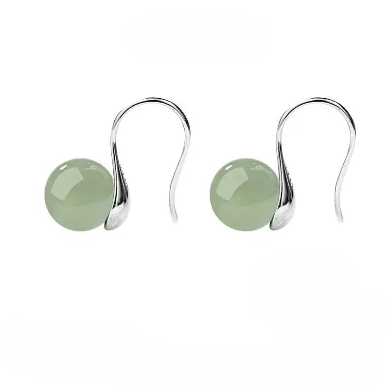 hetian jade earrings - ice green silver graceful for women - star8s