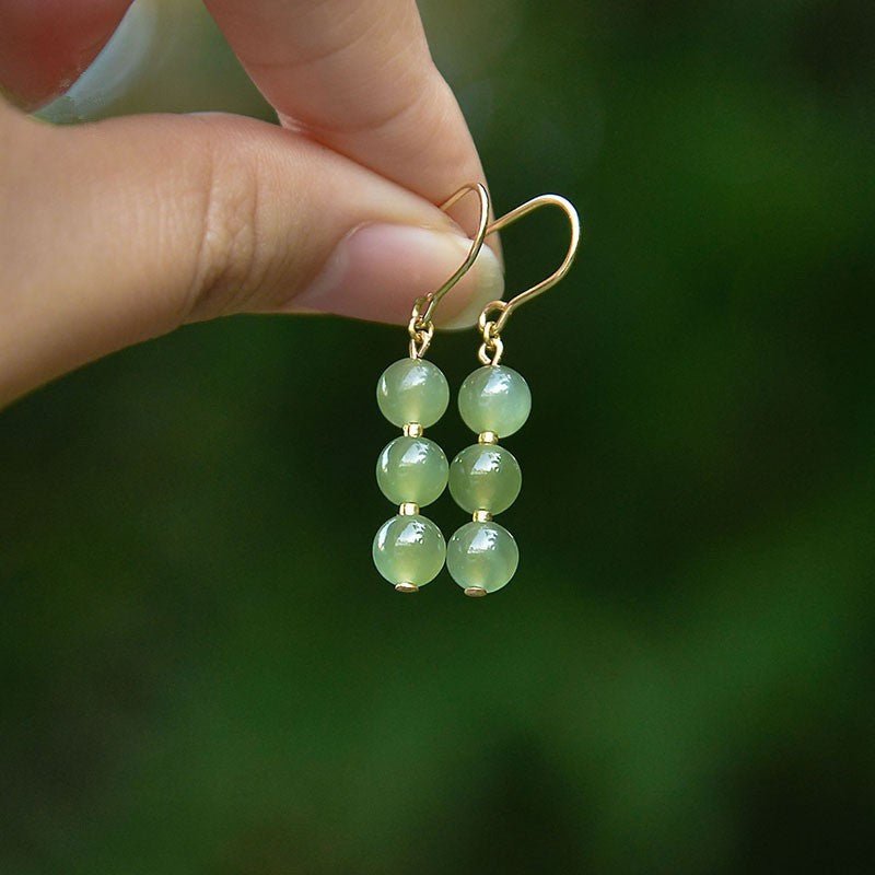hetian jade line earrings - 14k gold-plated elegant goddess | star8s