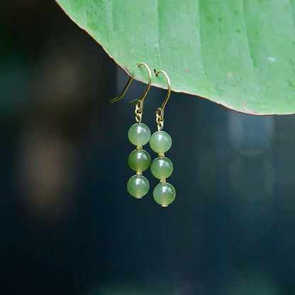 Hetian Jade Line Earrings - 14k gold-plated Elegant Goddess | STAR8S