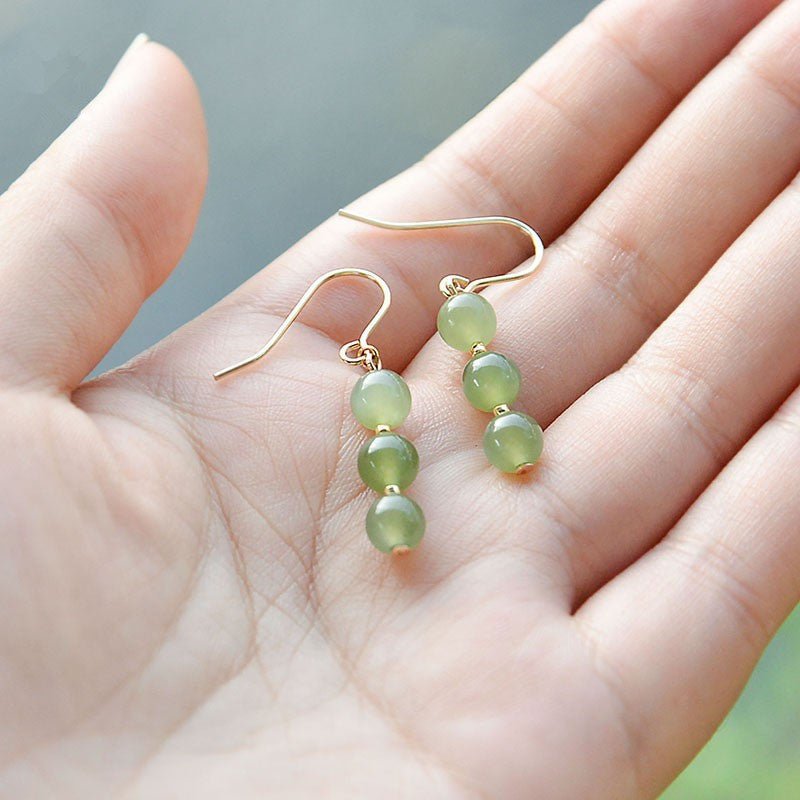 Hetian Jade Line Earrings - 14k gold-plated Elegant Goddess | STAR8S