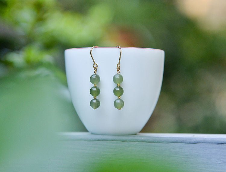 hetian jade line earrings - 14k gold-plated elegant goddess | star8s