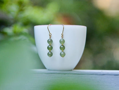 Hetian Jade Line Earrings - 14k gold-plated Elegant Goddess | STAR8S