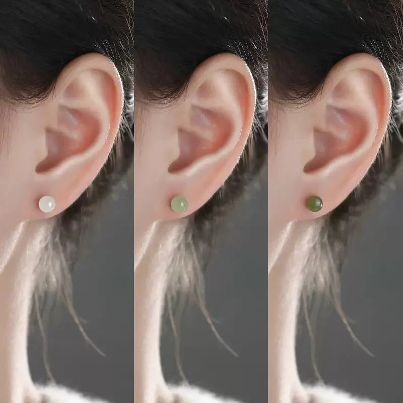 hetian jade stud earrings - 925 silver ball for elegant women | star8s