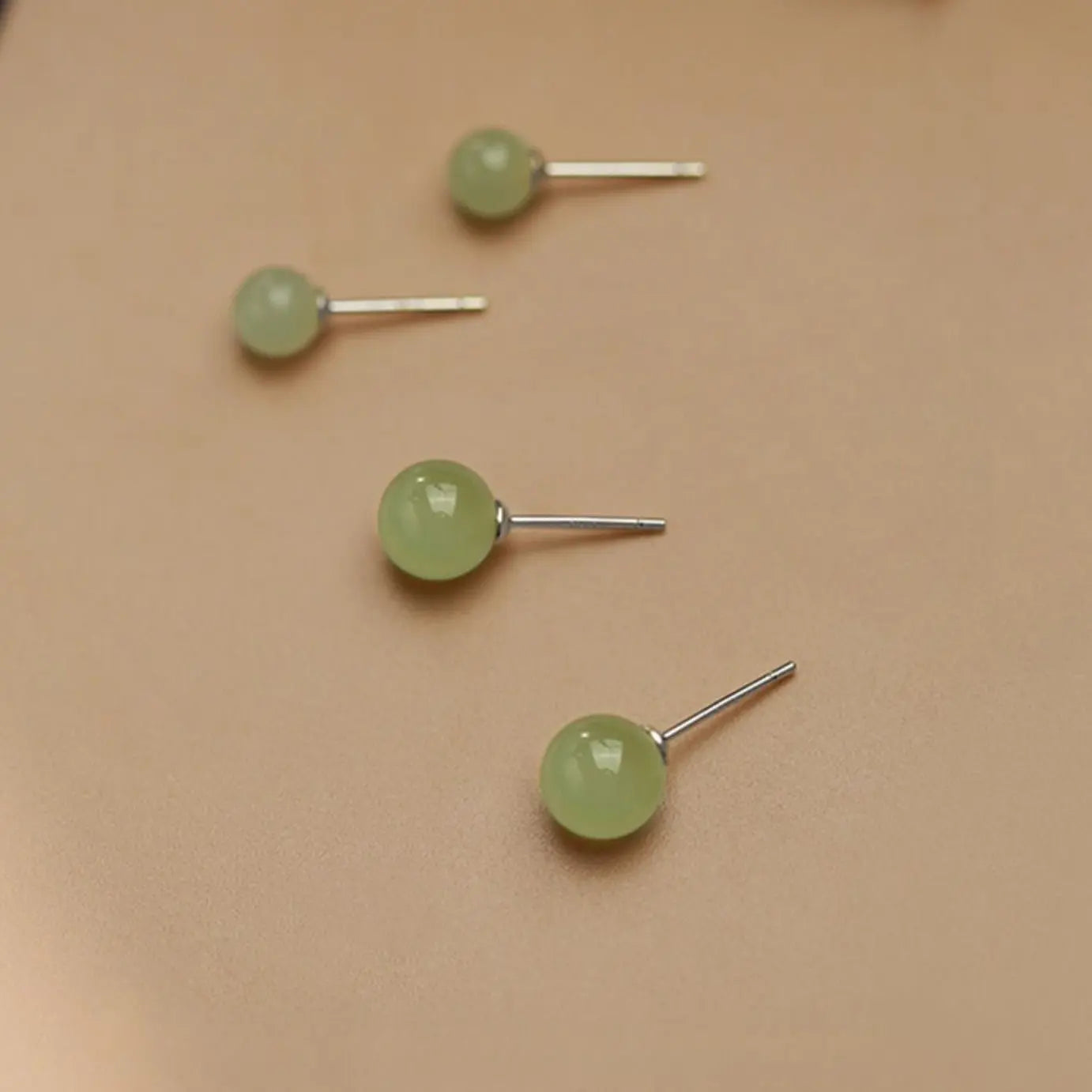hetian jade stud earrings - 925 silver ball for elegant women | star8s